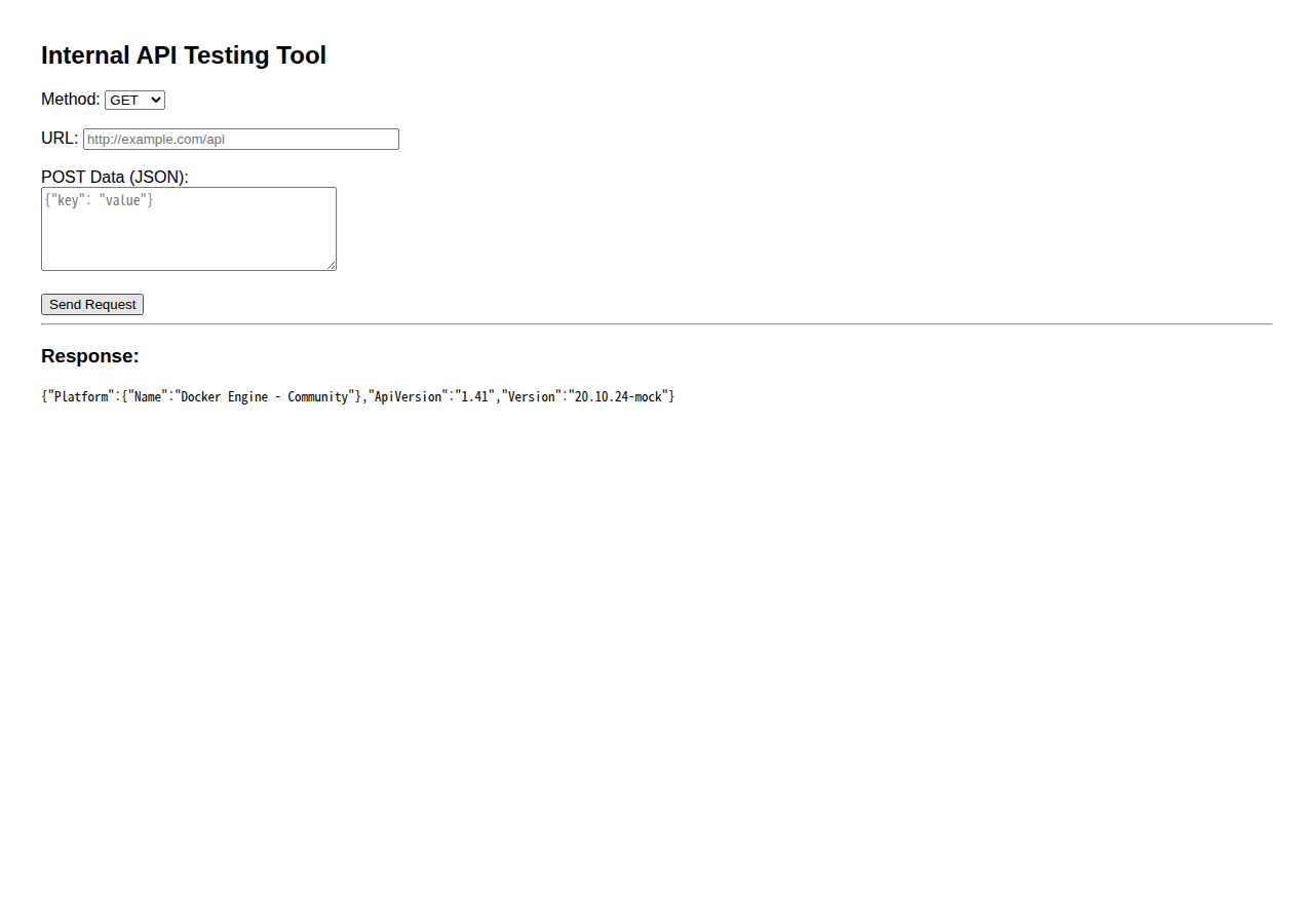 클릭하여 확대 Docker API /version 응답 (SSRF 성공)